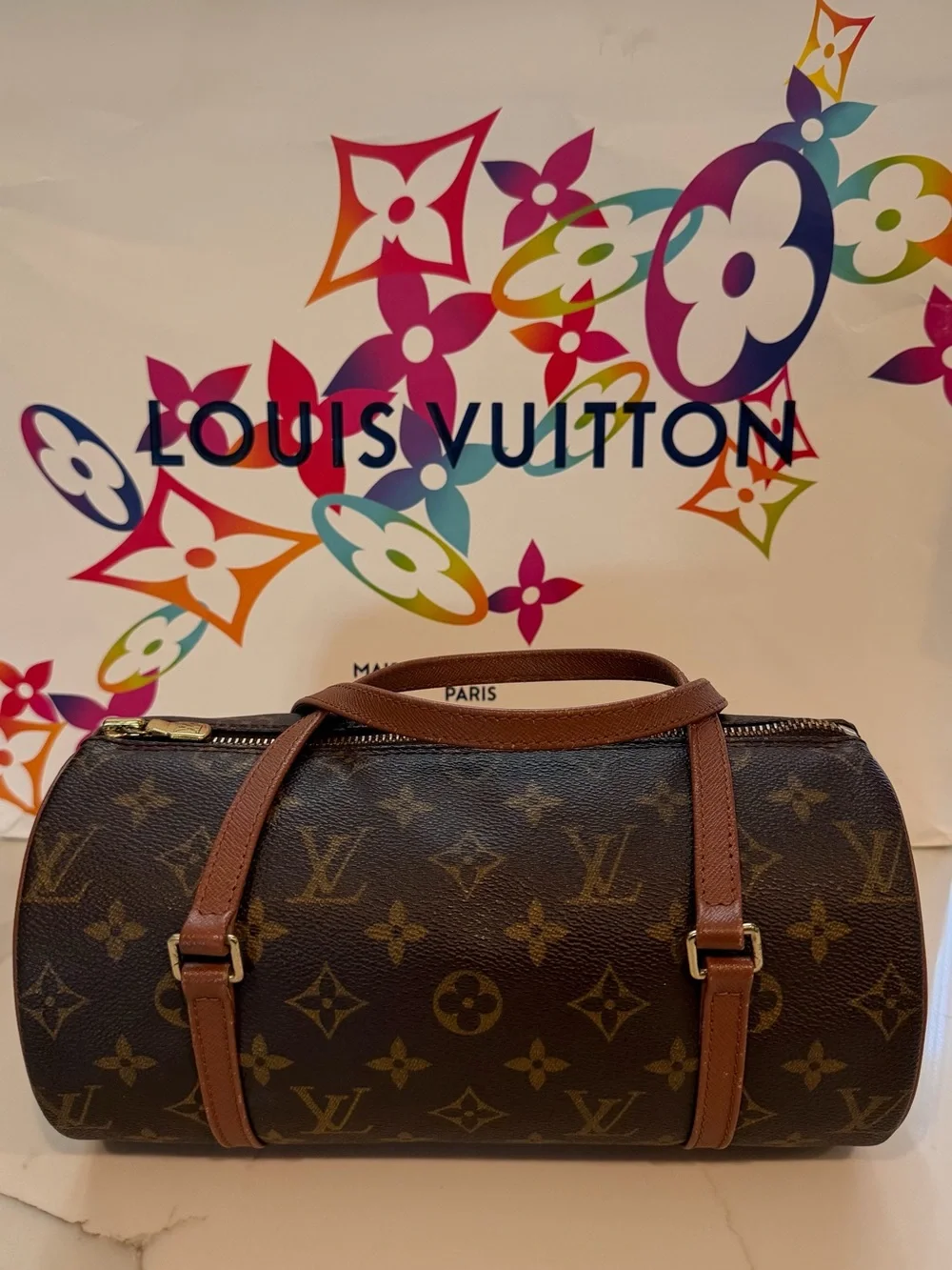 Louis Vuitton Papillon 26 Monogram Barrel Bag in Brown - AUTHENTIC- Vintage 1997